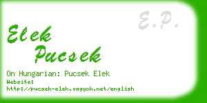elek pucsek business card